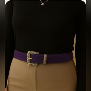 Vintage Genuine Suede Leather Belt color violet Size L